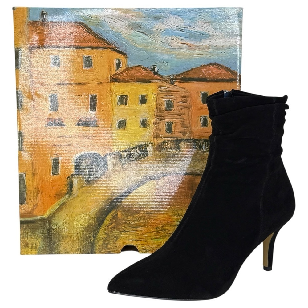 Bella Bita Danielle Black Kidsuede Leather Womens Heeled Ankle Boots Size 10M - Picture 13 of 13